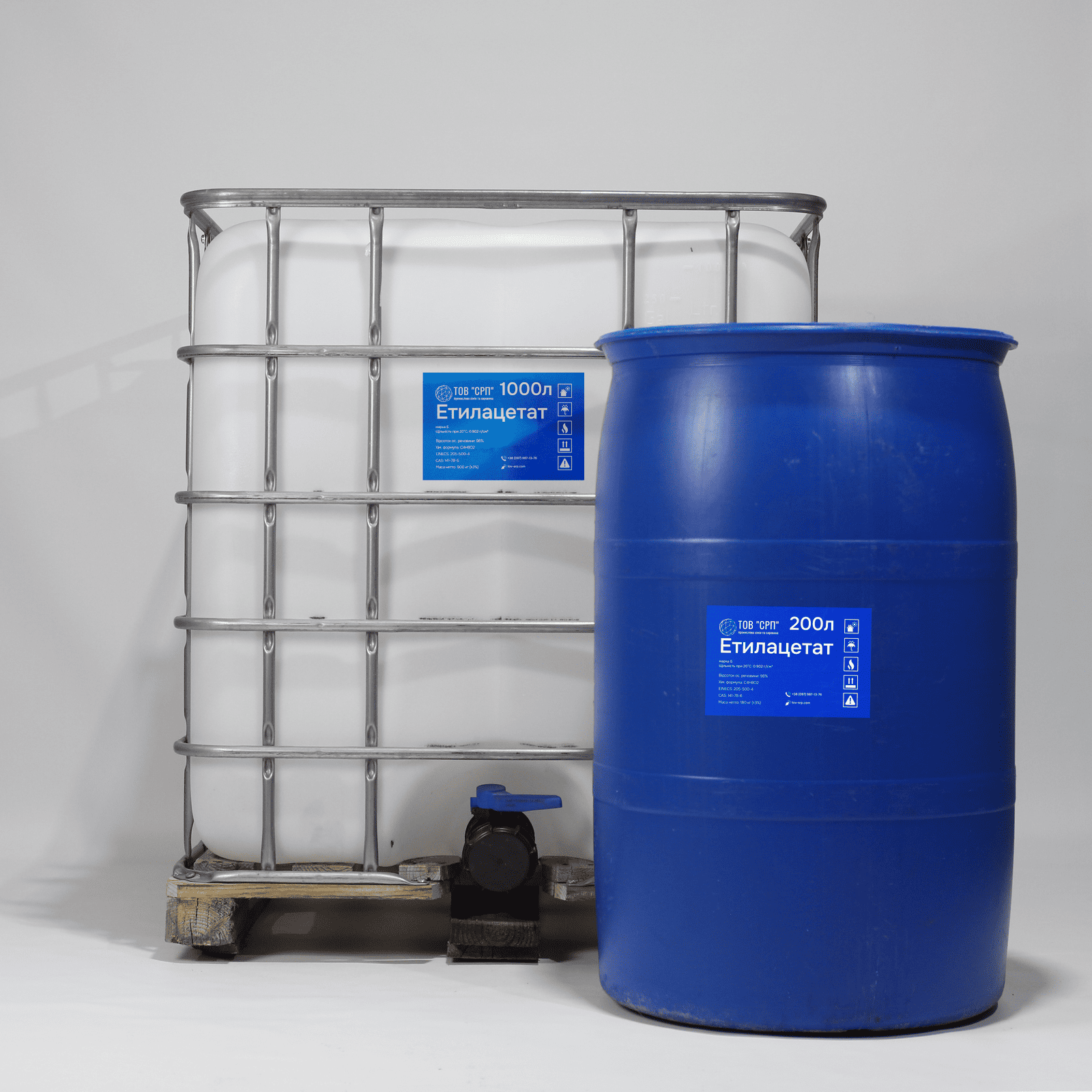 Етилацетат у посуді — хімічна сполука для промисловості.